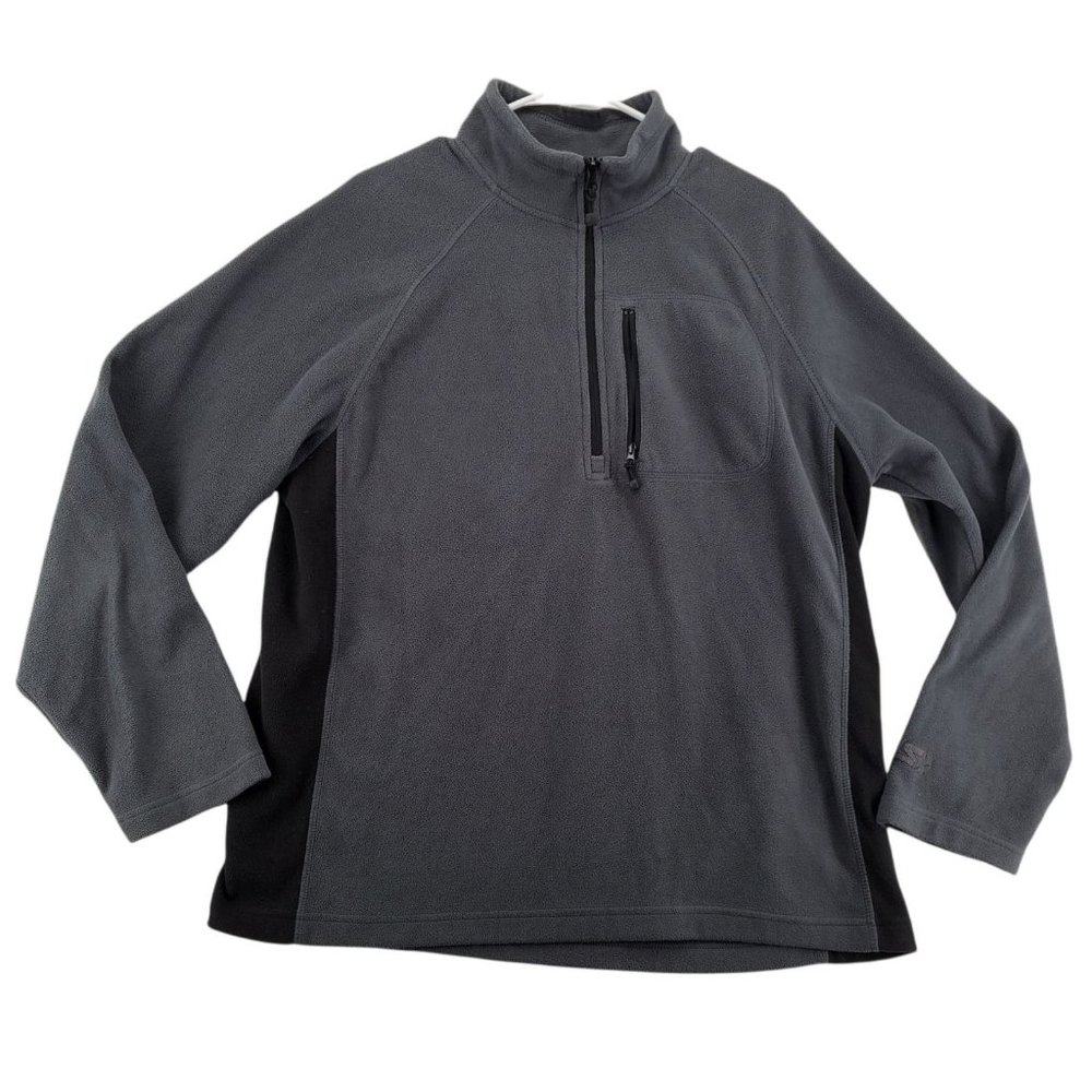 STARTER Sweater Men's Long Sleeve High Neck 1/4 Zip Pullover Gray Large